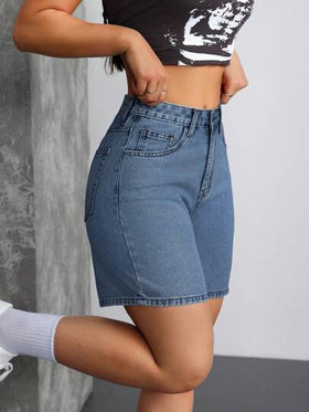 SHEIN Tall شورتات جينز سيدات غسل ملابس علوية الخصر وسط الخصر عادي Y2K