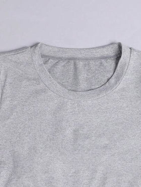 SHEIN Explorewe 5 قطع طقم قمصان قصيرة الأكمام بخصر ضيق لون واحد أساسي للبنات المراهقات