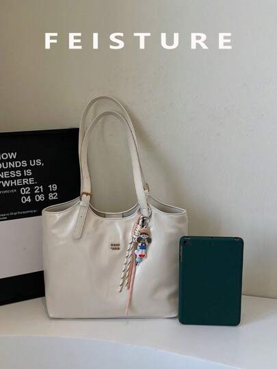 1 قطعة حقيبة يد كبيرة السعة من خامة بي يو فايسر مع إغلاق مغناطيسي ، صالحة للبنات والنساء وطلبة الكلية والموظفين، مناسبة للعمل والأعمال والذهاب إلى الجامعة ،يأتي معها سلسلة شرابة هدية مجاناً عند متابعة المتجر