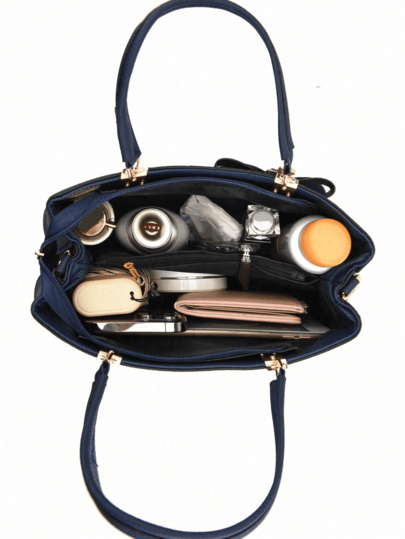 2 قطعة/1 قطعة طقم حقيبة وحافظة نقود للنساء ذات لون سادة، مصنوعة من جلد البولي يوريثان مع علاقة فيونكة، غلق سحاب، هدية مثالية لعيد الأم/عيد الحب، حقيبة أنيقة للنساء بتصميم جمالي ذات سعة كبيرة