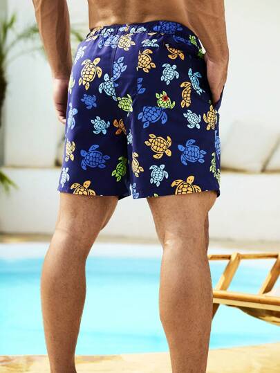 Manfinity Swimmode شورت كاجوال للرجال بخيار طبق السلحفاة ، هاواي