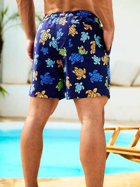Manfinity Swimmode شورت كاجوال للرجال بخيار طبق السلحفاة ، هاواي