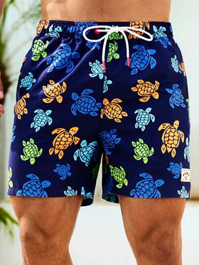 Manfinity Swimmode شورت كاجوال للرجال بخيار طبق السلحفاة ، هاواي
