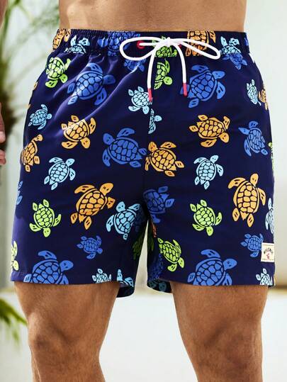 Manfinity Swimmode شورت كاجوال للرجال بخيار طبق السلحفاة ، هاواي