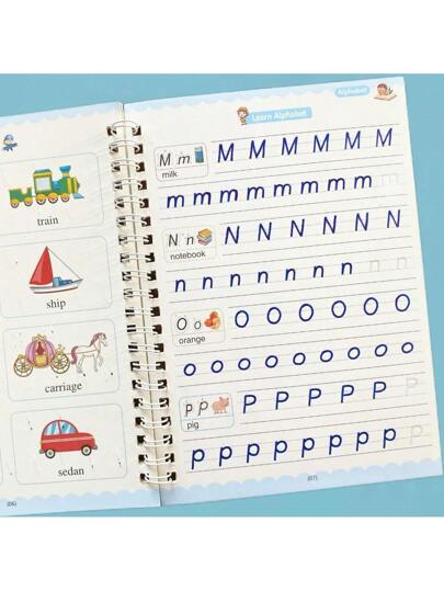 أدوات مكتبية ومدرسية كراسة من 16 صفحة بأحرف إنجليزية مجوفة، كراسة تمارين الخط الإنجليزي لممارسة الخط وتعلم الخطوط، كتاب تمارين الكتابة الإنجليزية ، لوازم مدرسية ، العودة إلى المدرسة