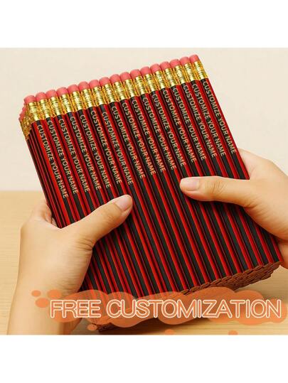 [مخصص] أقلام رصاص مع ممحاة محفورة بالاسم ، طقم أقلام مع ممحاة ، مستلزمات رسم وتصوير للطلاب ، أقلام ستستخدم لامتحانات هندسية سداسية HB، هدايا عيد الميلاد،