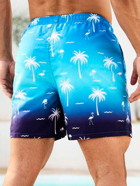 Surfspeed شورت رجالي بنقشة زهرية محبوك ذو درجات لون مع جيب وسحاب خصر، مناسب للصيف