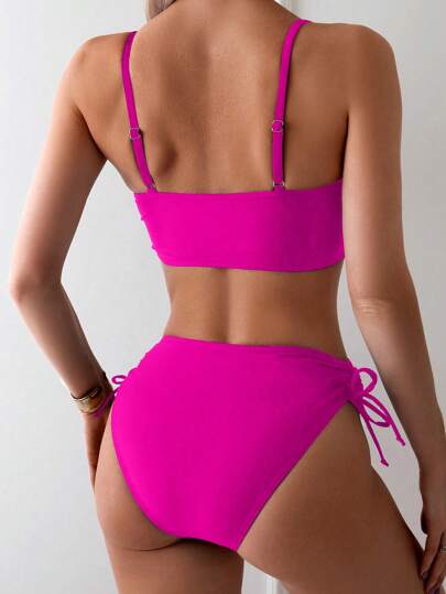 Swim Basics بكيني نسائي ذو موحد اللون ، مناسب للشاطئ والمنتجع السياحي