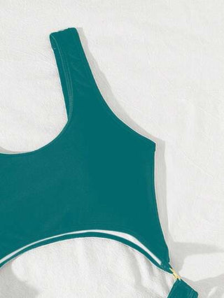 مايوه حريمي قطعة واحدة Swim زي سباحة قطعة واحدة بلون مصمت وفتحات، مناسب للاستخدام في الشاطئ صيفًا