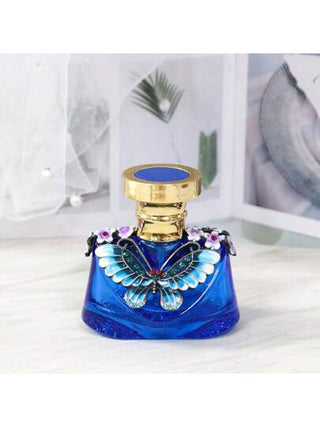 1 قطعة زجاجة عطر زخرفية مطبوع عليها أزهار وفراشات سعة 30 مل، إكسسوارات تجميل منزلية، هدية للنساء والفتيات، زجاجة سفر فارغة للاستخدام والتخزين