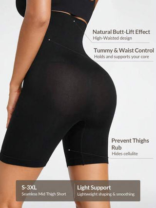 Shape سراويل قصيرة للسيدات بخصر عالي وقواطع تشكيلية بلون سادة للاستخدام اليومي