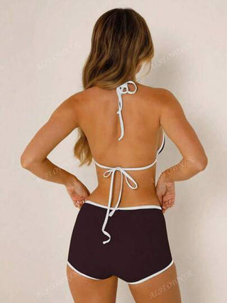 ملابس سباحة نسائية مثيرة من Spice بيكيني للشاطئ، بيكيني مثلث أساسي، شورت رياضي أصفر للشاطئ للعطلات