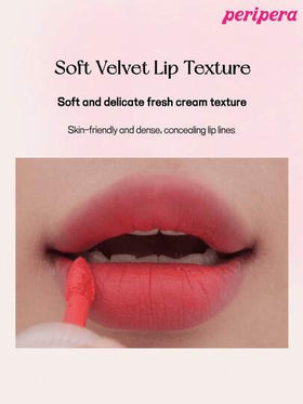 مسحوق الشفاه السائل K-Beauty Peripera Ink The Velvet ، ذو لون شديد الصبغة ، طويل الأمد ، خفيف الوزن ، خالي من الغلوتين وخالي من البارابين ، مسحوق شفاه أخضر مخملي ، أحمر شفاه سائل ، ناعم ، طويل الأمد ، K-Beauty ، مكياج كوري