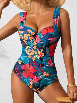 مايوه حريمي قطعة واحدة Swim Lushoire بدلة سباحة قطعة واحدة مزخرفة بنقشة الزهور مزودة بحمالات وسلك داخلي للنساء، مناسبة للشاطئ والعطلات الصيفية