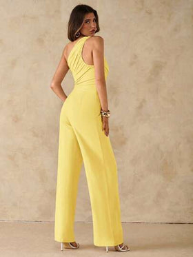SHEIN BAE جمبسوت أنيق باللون الأسود الأحادي اللون ذو فتحة منحرفة في الكتف مناسب للاستخدام اليومي والسهرات والنوادي الليلية والحفلات والمناسبات ولارتداء في السباحة والمكتب واصداراتها الخاصة بالعطلات