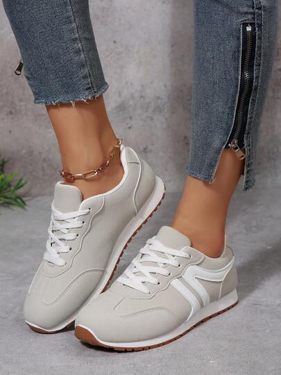 أحذية نسائية ذات قاع مسطح، موضة جديدة للربيع/الخريف، كاجول كاجوال، أحذية رياضية مضادة للانزلاق، متعددة الاستخدامات لربطها