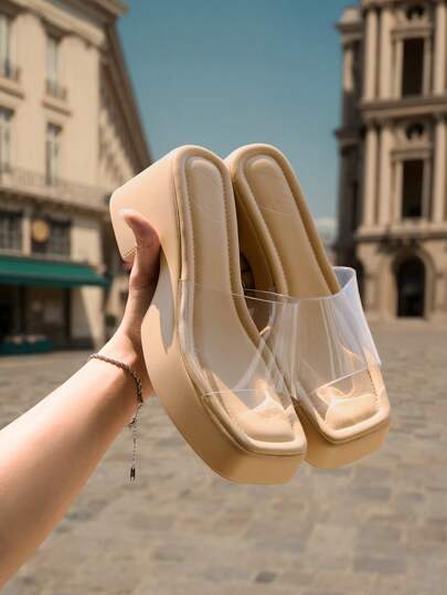 HighSole صندل شبشب ذو كعب سميك أنيق قاعدة سميكة من كوكو