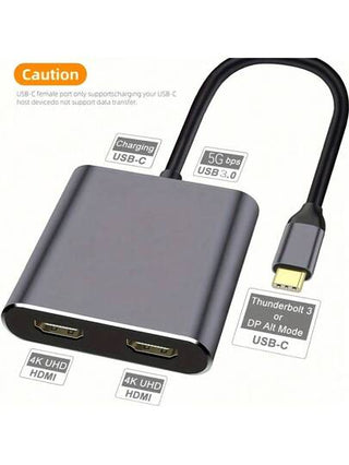 محول متعدد الاستخدامات من 4 في 1 مع منفذي HDTV مزدوجين ، USB 3.0 ، شحن PD بقوة 60 وات - يدعم إخراج HDTV مزدوج بدقة 4K