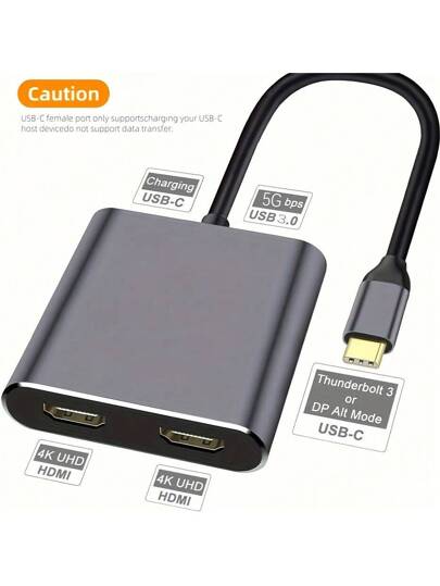 محول متعدد الاستخدامات من 4 في 1 مع منفذي HDTV مزدوجين ، USB 3.0 ، شحن PD بقوة 60 وات - يدعم إخراج HDTV مزدوج بدقة 4K