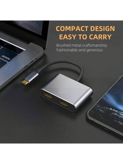 محول متعدد الاستخدامات من 4 في 1 مع منفذي HDTV مزدوجين ، USB 3.0 ، شحن PD بقوة 60 وات - يدعم إخراج HDTV مزدوج بدقة 4K