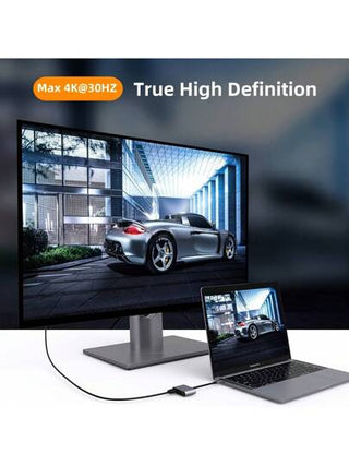محول متعدد الاستخدامات من 4 في 1 مع منفذي HDTV مزدوجين ، USB 3.0 ، شحن PD بقوة 60 وات - يدعم إخراج HDTV مزدوج بدقة 4K