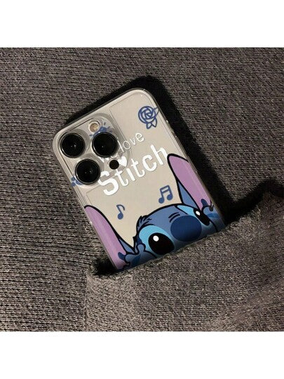 Sanrio 1 قطعة كارتون شخصية ستيتش مطابقة لحالة الهاتف المحمول لهواتف آيفون الأعمال البسيطة 11/12/13/14/15/ برو / ماكس. شكل كارتوني جميل لستيتش مقاوم للصدمات مناسب كهدية أعياد الميلاد للأصدقاء والأحبة