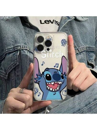 Sanrio 1 قطعة كارتون شخصية ستيتش مطابقة لحالة الهاتف المحمول لهواتف آيفون الأعمال البسيطة 11/12/13/14/15/ برو / ماكس. شكل كارتوني جميل لستيتش مقاوم للصدمات مناسب كهدية أعياد الميلاد للأصدقاء والأحبة