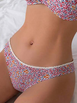 Swim طقم بكيني بحزام رفيع بطبعات زهور للنساء للشاطئ والصيف، طبعات عشوائية
