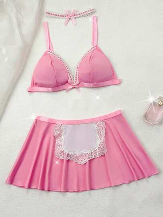 Fantasy Costume طقم من 3 قطع للنساء (حمالة صدر بدون أسلاك، تنورة، طوق للرقبة)