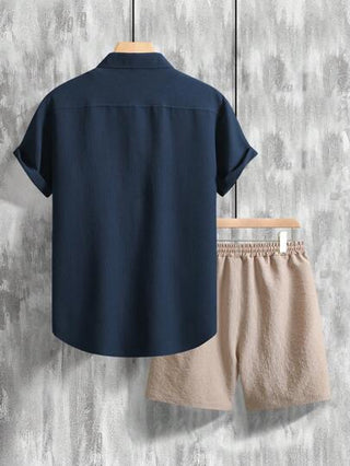 ملابس رجالي Manfinity RSRT مجموعة قميص كاجوال بأكمام قصيرة للرجال للتنزه والعطلات الصيفية، ملابس شاطئية للعطلات للرجال، ملابس للعطلات للرجال، إطلالة للعطلات للرجال