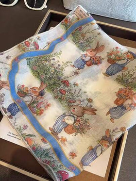 وشاح مربع صغير بطول 60 سم بنمط أرنب بيج للنساء، وشاح رقبة من البوليستر الأطلسي عصري، تصميم جديد للربيع والخريف، إكسسوار متعدد الاستخدامات للفستان