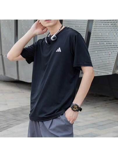Adidas قميص الرجال صيف 2025 جديد شامل تدريب رياضي للركض واللياقة مريح قابل للتنفس رقبة دائرية قصير الأكمام IC7428