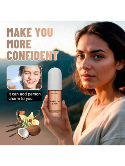 قطعة واحدة من رذاذ العطر للشعر والجسم برائحة جوز الهند والفانيليا بحجم 50 مل، خالي من الكحول، برائحة طويلة الأمد، وغير مهيج للذوق، مناسب للخروج والسفر والمكتب وأعياد العطلات، ويمكن أن يكون أيضًا هدية عيد الأم