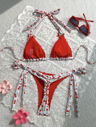 Swim Mod مجموعة من قطعتين بيكيني مطبوع ملابس سباحة وملابس شاطئ للنساء