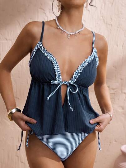 طقم تانكيني حريمي Swim Lushoire مجموعة بكيني محبوك أنيقة للنساء بحفلات الإجازات