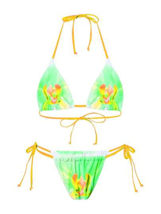 Swim Vcay مجموعة بكيني من 3 قطع للنساء مع شريط عقدة عند الرقبة، قماش بنسيج مُنقط مثير بتصميم مثلث صغير، ملابس السباحة المصممة للعطلات الشاطئية والاستخدام اليومي