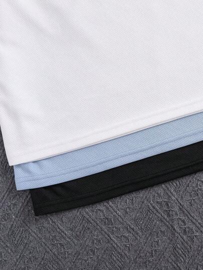 SHEIN 3 قطعة/مجموعة تيشرت بأكمام قصيرة وياقة مستديرة مريح للأولاد الصغار، 3 تصميمات مختلفة عاكسة للشريط، مناسب للمدرسة والحديقة والشاطئ والأعياد والربيع والصيف والخريف والشتاء