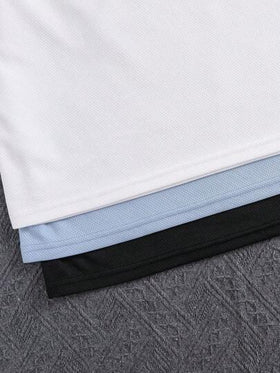 SHEIN 3 قطعة/مجموعة تيشرت بأكمام قصيرة وياقة مستديرة مريح للأولاد الصغار، 3 تصميمات مختلفة عاكسة للشريط، مناسب للمدرسة والحديقة والشاطئ والأعياد والربيع والصيف والخريف والشتاء