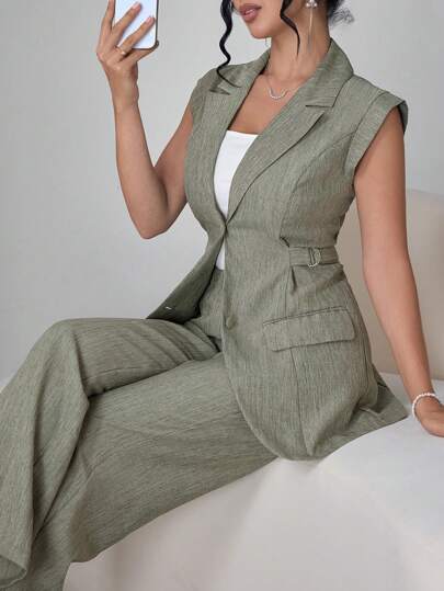 Modelyn طقم أنيق حديث للنساء من قطعتين، تصميم خصر مشدود من الجانب، محبوك من القطن الحريري، مناسب لفصلي الربيع والصيف