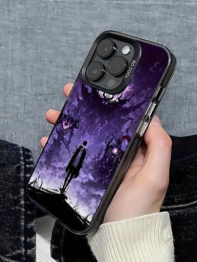زجاجة واحدة حالة هاتف TPU واقية كاملة ذات نمط شيطان أسود للأنمي متوافقة مع سلسلة هواتف 16/15/14/13/12/11 برو ماكس