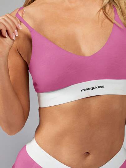 MISSGUIDED خصرية رياضية ذات تأثير عالٍ، ملابس تمرين رياضي وتدريب نشط وممارسة اليوجا، ملابس علوية رياضية قصيرة مع أربطة قابلة للتعديل، صدرية لياقة بدنية صيفية
