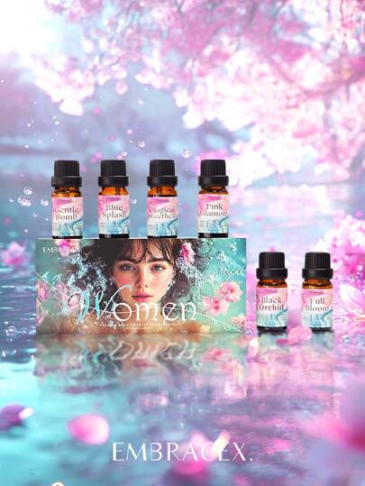 EMBRACEX. مجموعة عطور للنساء من الزيوت العطرية هدية عيد الأم، مجموعة 6 زيوت عطرية فاخرة لصناعة الشموع والصابون والمنتجات العطرية، مجموعة الزيوت المعطرة للعلاج بالروائح، مكونات سلايم وشمع منزلي - رذاذ زرقاء، قلب سحري وردي، تسريحة ساحرة، بومة سوداء...