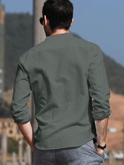 ملابس رجالي NITAGUT قميص كاجوال طويل الأكمام منفذ للهواء للرجال