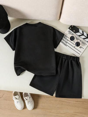 SHEIN مجموعة بولو وشورت أطفال رضع كاجوال بنقشة الشطرنج 2 قطعة، بطراز كلاسيكي كوليدج، مناسبة للارتداء اليومي في الربيع والصيف