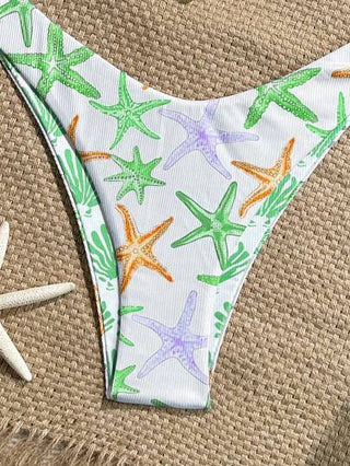 Swim Chiccia مجموعة من قطعتين، ملابس علوية مثلث ملمس نسيج مرقط ومطبوع عشوائياً وسفل بيكيني قصير مثير، بدلة سباحة لقضاء إجازة الصيف