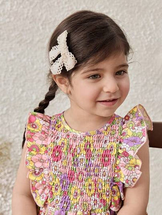 فساتين بيبي Blossori فستان قصير بأكمام كشكش مزهر لطفلة رضيعة، أسلوب ريفي