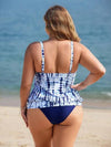 طقم تانكيني حريمي Swim Lushoire قطعتان من ملابس السباحة نوع Tankini بطبعات زهور على لون الأزرق الكحلي للمرأة ذات الحجم الكبير، تخفي منطقة الخصر، ملابس كاجوال مناسبة للشاطئ أو البركة