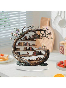 قطعة واحدة من الزخارف الأكريليك ذات التصميم الخشبي المميز لشجرة الحياة الأنيقة ذات التصميم المسطح 2D ، عناصر ديكور أكريليك مبتكرة ومتعددة الاستخدامات ك-منظم مكتبي لترتيب الكتب والتصميمات ، قطعة مثالية للمنزل والمطبخ والمكتب والنوم ، هدية عائلية مميزة مع ح