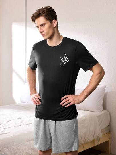 SHEIN قميص قطني بيت أساسي كاجوال للرجال
