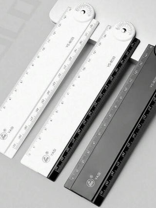 أدوات مكتبية ومدرسية مسطرة قابلة للطي جديدة باللون الأبيض والأسود، مع تصميم خط موجي، مقاس 15/30 سم لتحديد الزاوية، مناسبة للرسم والتصميم والقياس الدقيق